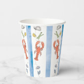 Love & Lobster Coquette Bow Wedding Vrijgezellenfe Papieren Bekers (Achterkant)