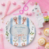 Love & Lobster Coquette Bow Wedding Vrijgezellenfe Papieren Bordje (Feest)