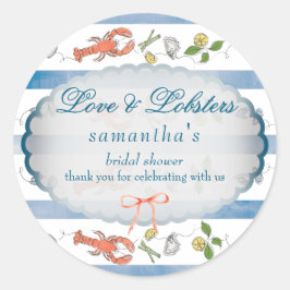 Love & Lobster Coquette Bow Wedding Vrijgezellenfe Ronde Sticker