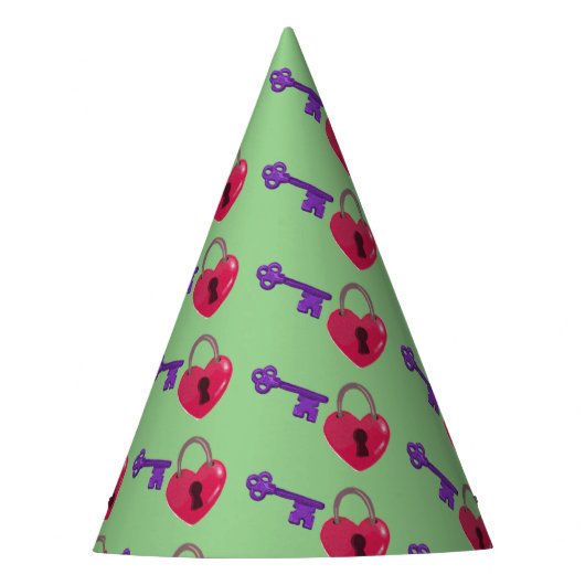 Love Lock + Key Feesthoedjes (Voorkant)