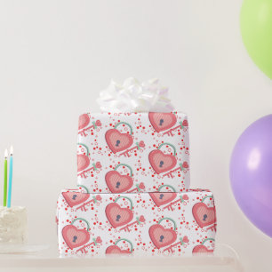 Love Lock Key Hart Wrapping Papier