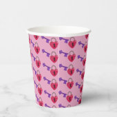Love Lock + Key Paper Cups Papieren Bekers (Rechts)