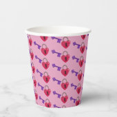 Love Lock + Key Paper Cups Papieren Bekers (Voorkant)