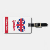 Love London | Hart Shaped Union Jack Personaliseer Bagagelabel (Voorkant horizontaal)