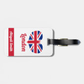Love London | Hart Shaped Union Jack Personaliseer Bagagelabel (Achterkant horizontaal)