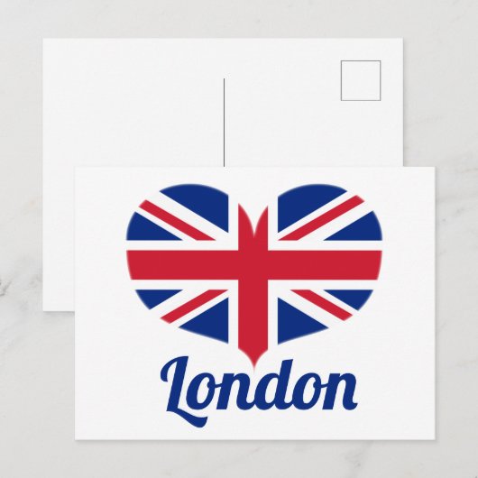 Love London | Hart-vormige Vlag van het VK/EU-vlag Briefkaart (Voorkant / Achterkant)
