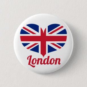 Love London   Hart-vormige Vlag van het VK/EU-vlag Ronde Button 5,7 Cm