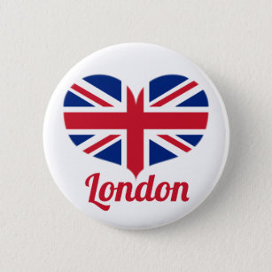 Love London   Hart-vormige Vlag van het VK/EU-vlag Ronde Button 5,7 Cm