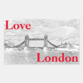Love LONDON Tower Bridge modern in reliëf Rechthoekige Sticker (Voorkant)