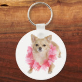 Love Long Hair Chihuahua Puppy Dog Sleutelhanger (Voorkant)