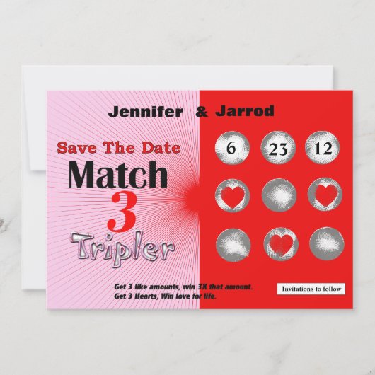 Love Lotto Scratch Off Save the Date Notice Kaart (Voorkant)