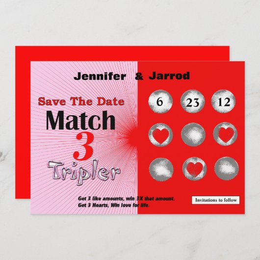 Love Lotto Scratch Off Save the Date Notice Kaart (Voorkant / Achterkant)