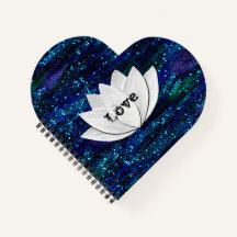Love Lotus Flower Galaxy Heart Shape Notitieboek