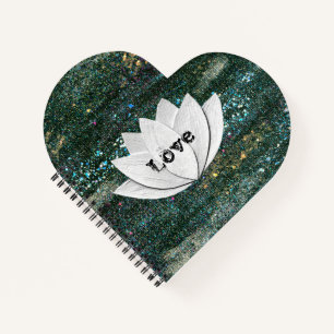 Love Lotus Flower Galaxy Heart Shape Notitieboek