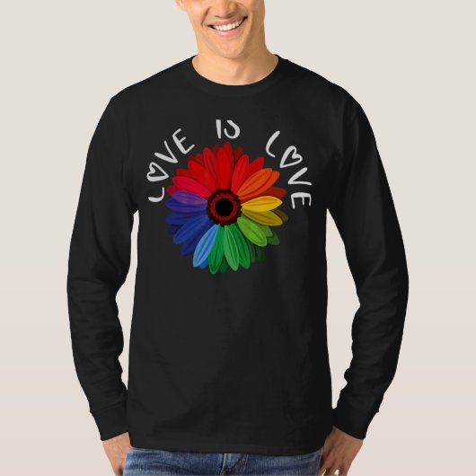 Love Love Love Daisy Lgbt Rainbow Gay T-shirt (Voorkant)