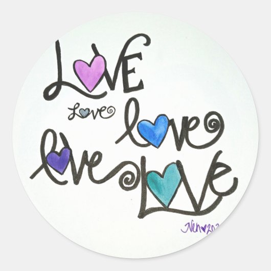 Love Love Love Ronde Sticker (Voorkant)