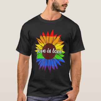 Love Love Rainbow Sunflower Lgbt Gay Lesbian Pr T-shirt