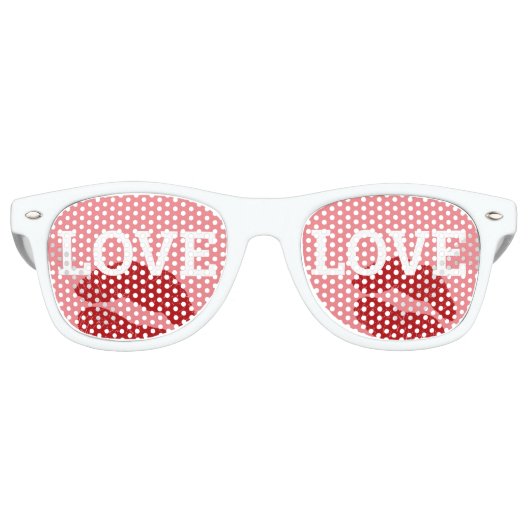 LOVE LOVE retro Shades / Fun Party Sunbril Retro Zonnebril (Voorkant)