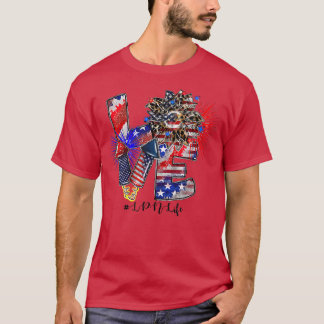 Love LPN Life Fireworks Sunflower Patriotic Americ T-shirt