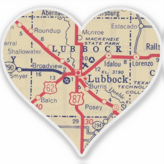 Love Lubbock TX kaart Sticker (Voorkant)