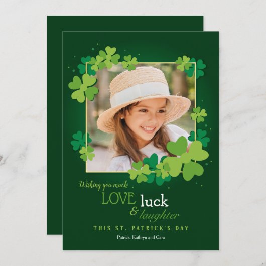Love Luck and Laughter St. Patrick's Day Kaart (Voorkant / Achterkant)