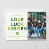Love Luck Kisses Custom Photo Shamrock St Patrick Kaart (Voorkant)
