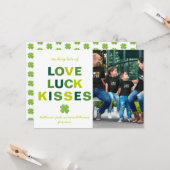 Love Luck Kisses Custom Photo Shamrock St Patrick Kaart (Voorkant / Achterkant in situ)