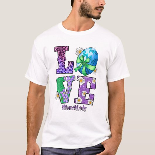 LOVE Lunch Lady Bunny Easter Cute Happy Rabbit Egg T-shirt (Voorkant)