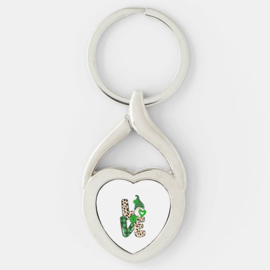 LOVE Lunch Lady Gnome Funny St Patrick's Day Shamr Sleutelhanger (Voorkant)