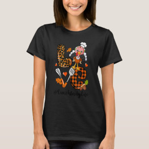 Love Lunch Lady Leopard Pumpkin Turkey Herfst Beda T-shirt