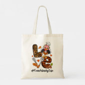 Love Lunch Lady Leopard Pumpkin Turkey Herfst Beda Tote Bag (Achterkant)