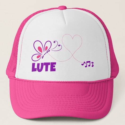 Love Lute Pink Purple Butterfly Heart Trucker Pet (Voorkant)