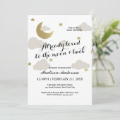 Love Maan en Terug Glitter Ster Wolken Baby Shower Kaart (Staand voorkant)