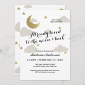 Love Maan en Terug Glitter Ster Wolken Baby Shower Kaart (Voorkant / Achterkant)