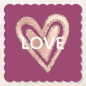 Love Magenta Blush Pink Heart Kartonnen Onderzetters (Voorkant)