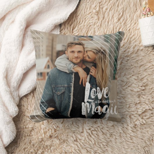 Love Magic | Modern Grunge Chalk Photo Overlay Kussen (Deken)