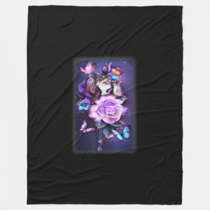 Love Magical Chihuahua Paarse Rozen Flower Fleece Deken