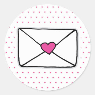 Love Mail Heart Envelope Snail Mail Ronde Sticker