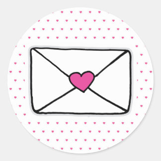 Love Mail Heart Envelope Snail Mail Ronde Sticker