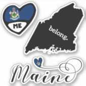 Love Maine, 3 Design, Die Cut Stickers (Voorkant)