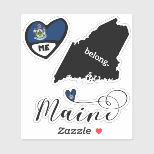 Love Maine, 3 Design, Die Cut Stickers (Vel)