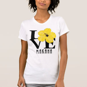 LOVE Makaha Hawaii Yellow Hibiscus (voorgedrukt) T-shirt