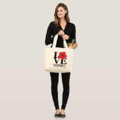 LOVE Makawao Hawaii red Hibiscus Grote Tote Bag (Voorkant (model))