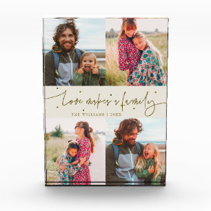 Love Makes a Family Modern Script Crème Fotoblokken