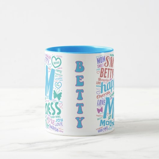 Love Mam Betty Word Cloud Ceramic Mok (Midden)