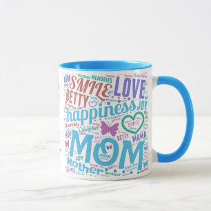 Love Mam Betty Word Cloud Ceramic Mok