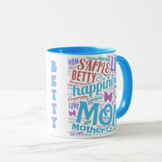 Love Mam Betty Word Cloud Ceramic Mok (Voorkant rechts)