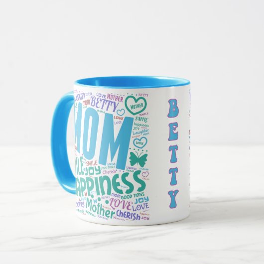 Love Mam Betty Word Cloud Ceramic Mok (Voorkant links)
