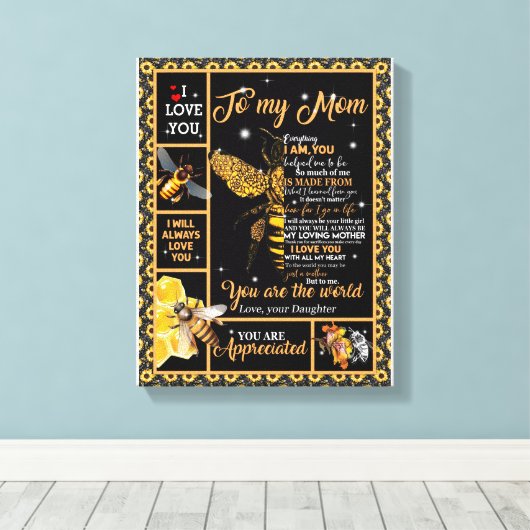 Love Mam | Brief aan mijn moeder Je bent de wereld Canvas Afdruk (Insitu (Houten vloer))