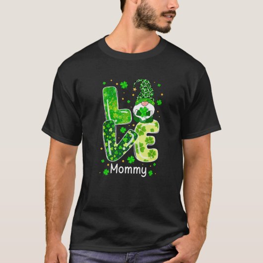 Love mama Gnome Lover Leopard Shamrock St Patrick T-shirt (Voorkant)